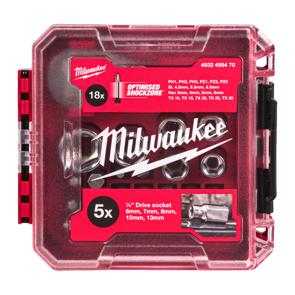 MILWAUKEE 1/4″ SET ΣΥΜΠΑΓΗΣ ΚΑΣΤΑΝΙΑ ΜΕ ΜΥΤΕΣ ΚΑΙ ΚΑΡΥΔΑΚΙΑ ΣΕ PACKOUT™ ΣΥΜΒΑΤΟ ΚΟΥΤΙ – 25 ΤΕΜ - Image 2
