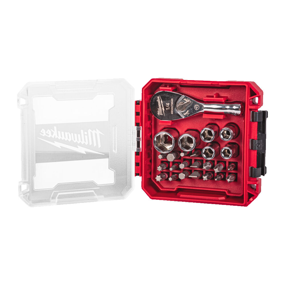 MILWAUKEE 1/4″ SET ΣΥΜΠΑΓΗΣ ΚΑΣΤΑΝΙΑ ΜΕ ΜΥΤΕΣ ΚΑΙ ΚΑΡΥΔΑΚΙΑ ΣΕ PACKOUT™ ΣΥΜΒΑΤΟ ΚΟΥΤΙ – 25 ΤΕΜ