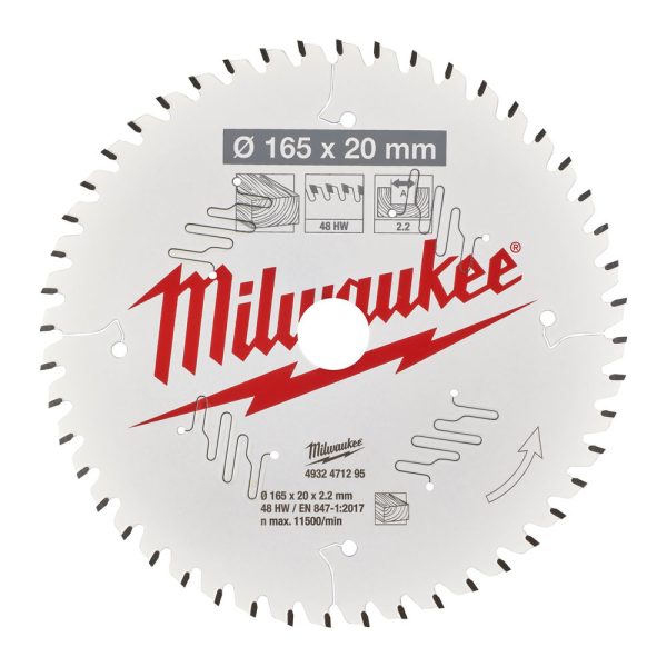 MILWAUKEE ΔΙΣΚΟΣ ΚΟΠΗΣ ΞΥΛΟΥ ΔΙΣΚΟΠΡΙΟΝΟΥ CSB P W 165 x 20 x 2,2 x 48ATB