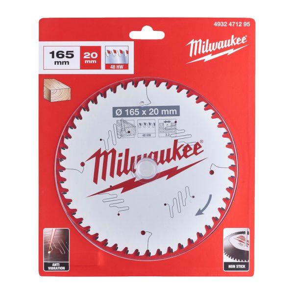 MILWAUKEE ΔΙΣΚΟΣ ΚΟΠΗΣ ΞΥΛΟΥ ΔΙΣΚΟΠΡΙΟΝΟΥ CSB P W 165 x 20 x 2,2 x 48ATB - Image 2