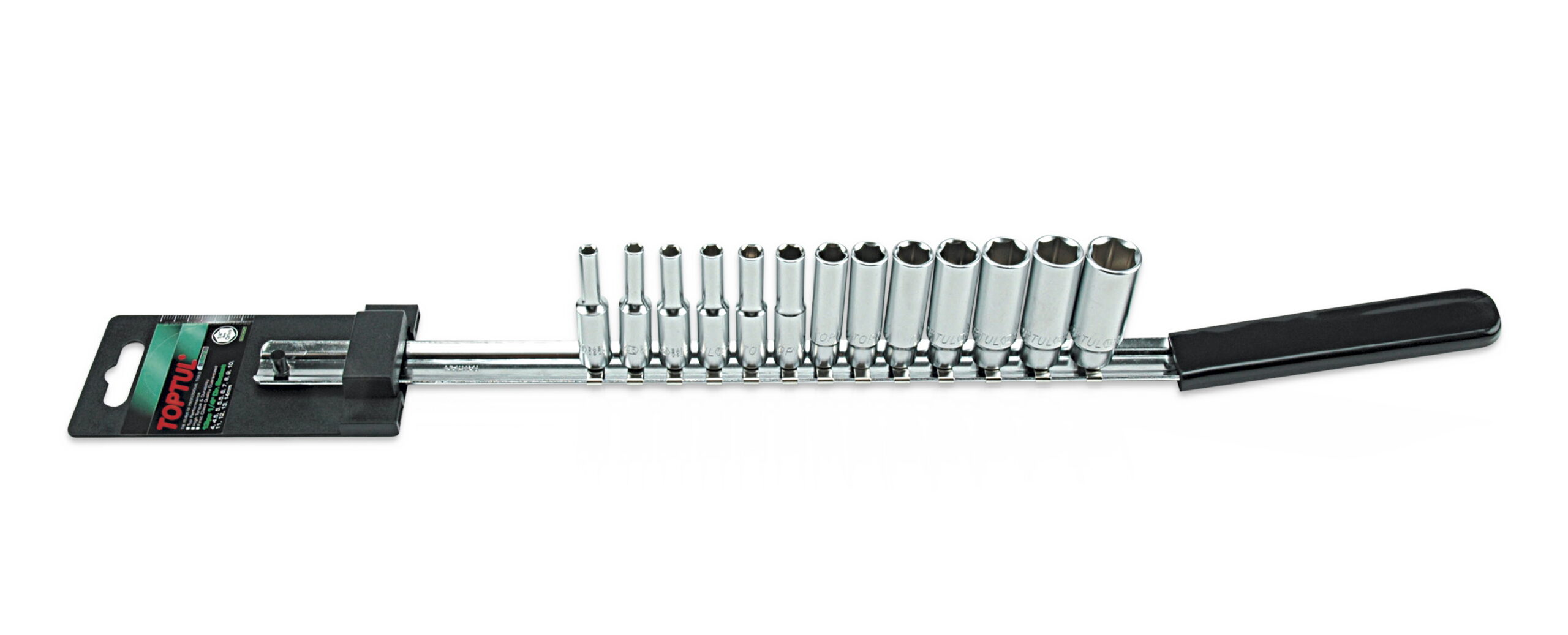 TOPTUL ΣΕΤ ΚΑΡΥΔΑΚΙΑ ΧΕΙΡΟΣ 1/4′ ΜΑΚΡΥΑ 6γωνα 4-14mm 13 Pcs